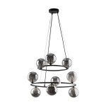 Lampa do salonu czarna wisząca klosze szklane kule grafitowe 140 cm 9xE14 ANABELLE 