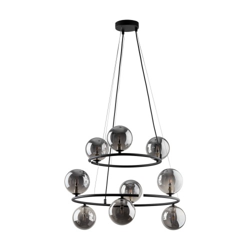 LAMPAMI - lampa do salonu czarna klosze szklane kule, żyrandol do sypialni, żyrandol do salonu, lampa nad stół do jadalni, lampa sufitowa wisząca, oświetlenie w salonie, oświetlenie sypialni, oświetlenie w korytarzu ANABELLE