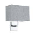 LAMPAMI - kinkiet ścienny klasyczny chromowany, srebrny kinkiet ścienny klasyczny z abażurem, lampa na korytarz, lampa ścienna do pokoju hotelowego, klasyczny kinkiet ścienny classic modern HOTEL MOOD