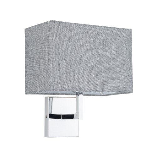 LAMPAMI - kinkiet ścienny klasyczny chromowany, srebrny kinkiet ścienny klasyczny z abażurem, lampa na korytarz, lampa ścienna do pokoju hotelowego, klasyczny kinkiet ścienny classic modern HOTEL MOOD