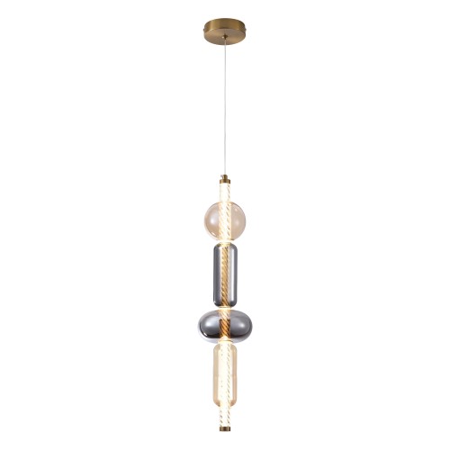 LAMPAMI - przytulna lampa do sypialni wisząca przy łóżku, złota lampa wisząca nowoczesna, lampa ledowa do salonu, lampa wisząca nad stół w jadalni, złota lampa do sypialni KELLY LED 2700K