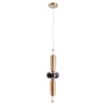 LAMPAMI - bursztynowa lampa do sypialni wisząca przy łóżku, złota lampa wisząca glamour, lampa ledowa do salonu, lampa wisząca nad stół w jadalni, złota lampa do sypialni, bursztynowa lampa wisząca KELLY LED 2700K