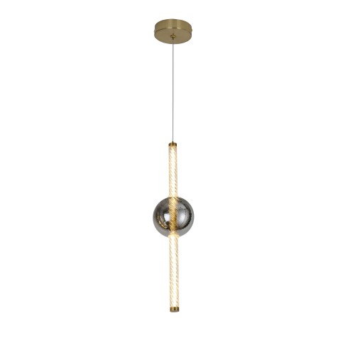 LAMPAMI - złota lampa wisząca ledowa dekoracyjna, lampa wisząca glamour, lampa wisząca nad stół, lampa led sufitowa do salonu, złota lampa do sypialni, lampa ledowa wisząca pojedyncza KELLY LED