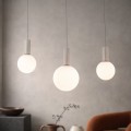LAMPAMI - beżowa lampa wisząca kule białe, lampa nad stół, oświetlenie do salonu, piękna lampa wisząca, beżowa lampa kule białe TESTA