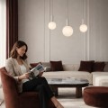 LAMPAMI - beżowa lampa wisząca kule białe, lampa nad stół, oświetlenie do salonu, piękna lampa wisząca, beżowa lampa kule białe TESTA
