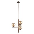 LAMPAMI - lampa wisząca z drewnem klosze szklane kule, żyrandol do sypialni,  żyrandol do salonu, modna lampa do salonu, przytulna lampa do sypialni wisząca przy łóżku, lampa wisząca potrójna ESTERA WOOD