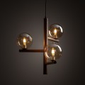 LAMPAMI - lampa wisząca z drewnem klosze szklane kule, żyrandol do sypialni,  żyrandol do salonu, modna lampa do salonu, przytulna lampa do sypialni wisząca przy łóżku, lampa wisząca potrójna ESTERA WOOD