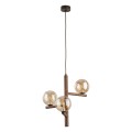 LAMPAMI - lampa wisząca z drewnem klosze szklane kule, żyrandol do sypialni,  żyrandol do salonu, modna lampa do salonu, przytulna lampa do sypialni wisząca przy łóżku, lampa wisząca potrójna ESTERA WOOD