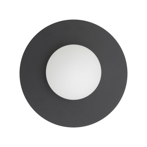 LAMPAMI - kinkiet ścienny czarny okrągły klosz biała kula, lampa na korytarz, lampa na przedpokój, lampa na klatkę schodową, kinkiet ścienny okrągły, kinkiet biała kula, lampa do salonu, lampa do sypialni SATURN M