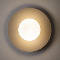 LAMPAMI - beżowy kinkiet ścienny okrągły klosz biała kula, kinkiet na klatkę schodową, kinkiet na korytarz, modna lampa do salonu, lampa do sypialni, kinkiet ścienny SATURN M