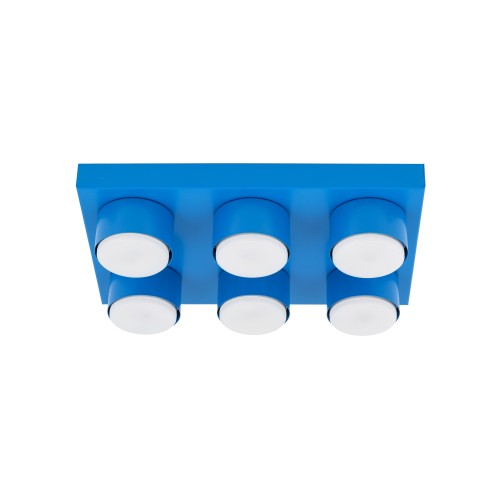 LAMPAMI - lego lampa sufitowa niebieska dla dzieci,  lampa sufitowa do pokoju dziecka, niebieska lampa sufitowa lego, lego lampa niebieska BRIX BLUE