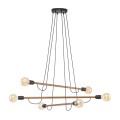 LAMPAMI - lampa z drewnem, duży nowoczesny żyrandol do salonu dający dużo światła, żyrandol z drewnem, lampa do pokoju sufitowa, żyrandol do salonu, żyrandol rustykalny - HELIX WOOD ORZECH