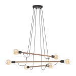 Lampa z drewnem 160 cm 6xE27 HELIX WOOD ORZECH 