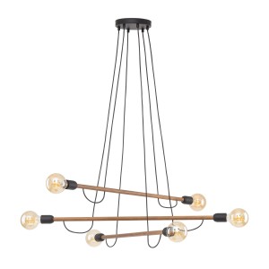 Lampa z drewnem 160 cm 6xE27 HELIX WOOD ORZECH 