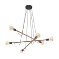 LAMPAMI - lampa z drewnem, duży nowoczesny żyrandol do salonu dający dużo światła, żyrandol z drewnem, lampa do pokoju sufitowa, żyrandol do salonu, żyrandol rustykalny - HELIX WOOD ORZECH