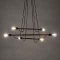 LAMPAMI - lampa z drewnem, duży nowoczesny żyrandol do salonu dający dużo światła, żyrandol z drewnem, lampa do pokoju sufitowa, żyrandol do salonu, żyrandol rustykalny - HELIX WOOD ORZECH