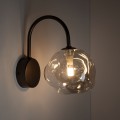 LAMPAMI - lampa ścienna klosz szklany bursztynowy,  lampa na korytarz, kinkiet na przedpokój, kinkiet ścienny nowoczesny, kinkiet ścienny do salonu, kinkiet ścienny do sypialni LAVA BROWN