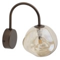 LAMPAMI - lampa ścienna klosz szklany bursztynowy,  lampa na korytarz, kinkiet na przedpokój, kinkiet ścienny nowoczesny, kinkiet ścienny do salonu, kinkiet ścienny do sypialni LAVA BROWN