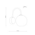 LAMPAMI - lampa ścienna klosz szklany bursztynowy LAVA BROWN szkic