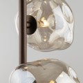 LAMPAMI - lampa sufitowa wisząca 3 punktowa, lampa lawa klosze szklane kule nieregularne, przytulna lampa do sypialni wisząca przy łóżku, oświetlenie salonu nowoczesne, lampa z kulami LAVA BROWN