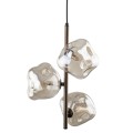 LAMPAMI - lampa sufitowa wisząca 3 punktowa, lampa lawa klosze szklane kule nieregularne, przytulna lampa do sypialni wisząca przy łóżku, oświetlenie salonu nowoczesne, lampa z kulami LAVA BROWN
