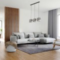 LAMPAMI - beżowa lampa wisząca nad stół potrójna, lampa wisząca nad stół z abażurami, lampa wisząca do salonu boho, lampa wisząca dekoracyjna ELBRUS LINEN