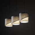LAMPAMI - beżowa lampa wisząca nad stół potrójna, lampa wisząca nad stół z abażurami, lampa wisząca do salonu boho, lampa wisząca dekoracyjna ELBRUS LINEN