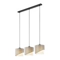 LAMPAMI - beżowa lampa wisząca nad stół potrójna, lampa wisząca nad stół z abażurami, lampa wisząca do salonu boho, lampa wisząca dekoracyjna ELBRUS LINEN