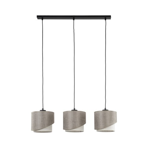 LAMPAMI - beżowa lampa wisząca nad stół potrójna, lampa wisząca nad stół z abażurami, lampa wisząca do salonu boho, lampa wisząca dekoracyjna ELBRUS LINEN