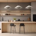 LAMPAMI - beżowa lampa sufitowa wisząca pojedyncza, oświetlenie do sypialni, lampa do salonu, lampa nad stół do jadalni, lampa boho, modern classic, lampa sufitowa wisząca pojedyncza, lampa wisząca z abażurem  BELISSA LEN
