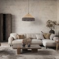 LAMPAMI - lampa modern classic, nowoczesny żyrandol do salonu, lampa do sypialni wisząca boho, lampa wisząca pojedyncza, żyrandol do jadalni, przytulna lampa do sypialni ELISS BLACK JUTA