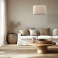 LAMPAMI - bezowa lampa sufitowa pojedyncza wisząca, lampa do pokoju, oświetlenie do kuchni, oświetlenie do salonu, lampa do sypialni wisząca, beżowa lampa VELLUM 380