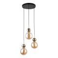 LAMPAMI - nowoczesny żyrandol do salonu, lampa wisząca szklane kule, lampa do salonu, żyrandol kule bursztynowe ze złotym, lampa nad stół, lampa wisząca SIA GOLD