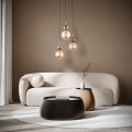 LAMPAMI - nowoczesny żyrandol do salonu, lampa wisząca szklane kule, lampa do salonu, żyrandol kule bursztynowe ze złotym, lampa nad stół, lampa wisząca SIA GOLD