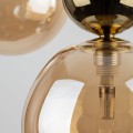 LAMPAMI - nowoczesny żyrandol do salonu, lampa wisząca szklane kule, lampa do salonu, żyrandol kule bursztynowe ze złotym, lampa nad stół, lampa wisząca SIA GOLD