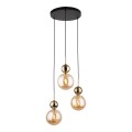 LAMPAMI - nowoczesny żyrandol do salonu, lampa wisząca szklane kule, lampa do salonu, żyrandol kule bursztynowe ze złotym, lampa nad stół, lampa wisząca SIA GOLD
