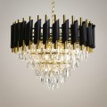 LAMPAMI - nowoczesny żyrandol do salonu z kryształkami, ozdobny żyrandol kryształowy glamour, żyrandol do sypialni, żyrandol nad stół, złoty żyrandol glamour CRISTAL GOLD BLACK