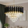 LAMPAMI - nowoczesny żyrandol do salonu z kryształkami, ozdobny żyrandol kryształowy glamour, żyrandol do sypialni, żyrandol nad stół, złoty żyrandol glamour CRISTAL GOLD BLACK