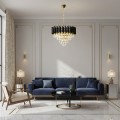 LAMPAMI - nowoczesny żyrandol do salonu z kryształkami, ozdobny żyrandol kryształowy glamour, żyrandol do sypialni, żyrandol nad stół, złoty żyrandol glamour CRISTAL GOLD BLACK