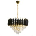 LAMPAMI - nowoczesny żyrandol do salonu z kryształkami, ozdobny żyrandol kryształowy glamour, żyrandol do sypialni, żyrandol nad stół, złoty żyrandol glamour CRISTAL GOLD BLACK