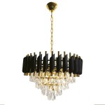 Nowoczesny żyrandol do salonu z kryształkami 7xE14 CRISTAL GOLD BLACK