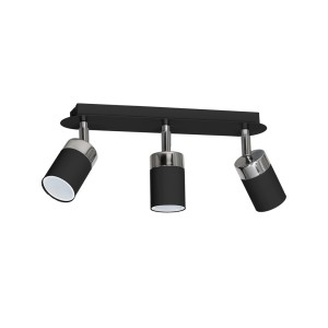 Lampa sufitowa czarna metalowa potrójna spot 3xGU10 JOKER BLACK CHROME