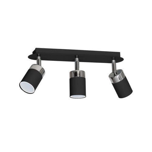 LAMPAMI - lampa sufitowa czarna metalowa potrójna spot, lampa sufitowa do pokoju młodzieżowego, lampa sufitowa do przedpokoju, lampa sufitowa do małego pokoju, lampa sufitowa regulowana JOKER BLACK CHROME