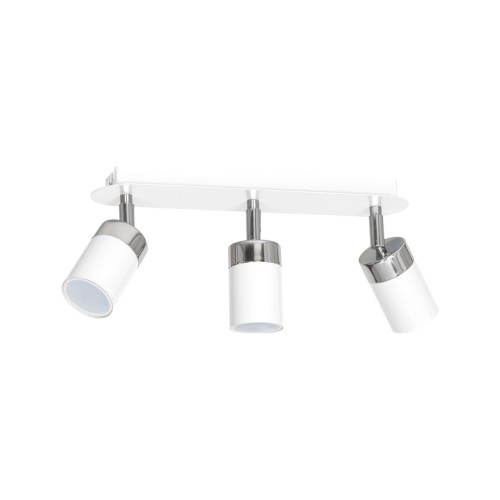 LAMPAMI - lampa sufitowa biała metalowa potrójna spot, lampa sufitowa podłużna typu spot, lampa do kuchni, lampa do korytarza, lampa do pokoju dziecka, lampa sufitowa biała JOKER WHITE CHROM
