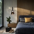 LAMPAMI - lampa wisząca do sypialni przy łóżku, lampa wisząca nad stół, nowoczesna lampa do salonu, lampa wisząca czarna nowoczesna, lampa sufitowa pojedyncza wisząca BUENO