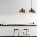 LAMPAMI - lampa wisząca nad stół, lampa z drewnem, lampa do kuchni wisząca, żyrandol w stylu skandynawskim, lampa nad stół w jadalni, lampa sufitowa pojedyncza wisząca OSLO BROWN
