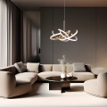 LAMPAMI - złota lampa wisząca nowoczesna ledowa,  żyrandol ledowy, nowoczesna lampa led do salonu, lampa do pokoju gościnnego SPIDER LED CCT