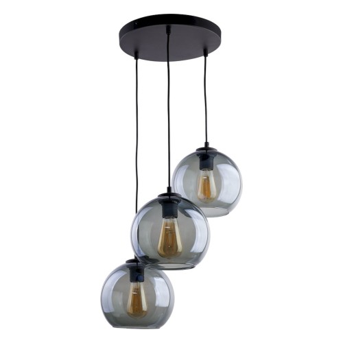 LAMPAMI - żyrandol do salonu czarny szklane kule, lampa wisząca szklana, żyrandol do kuchni nad stół, nowoczesny żyrandol do sypialni, nowoczesny żyrandol do salonu czarny CUBUS GRAPHITE