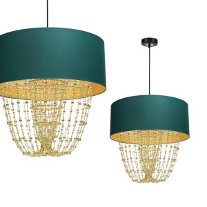 Ozdobny żyrandol glamour abażur zielony ze złotym 1xE27 ALMERIA GREEN/GOLD 