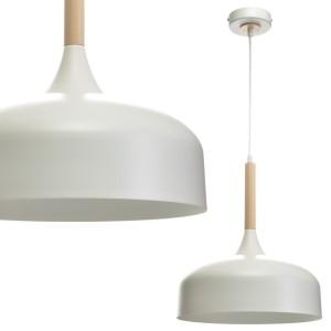 Biała lampa wisząca nad stół do jadalni z drewnem 1xE27 60W TAYLOR